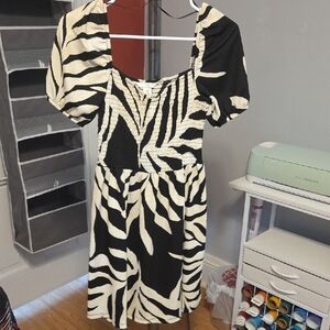 H&M Black and Cream Zebra Print Mini Dress